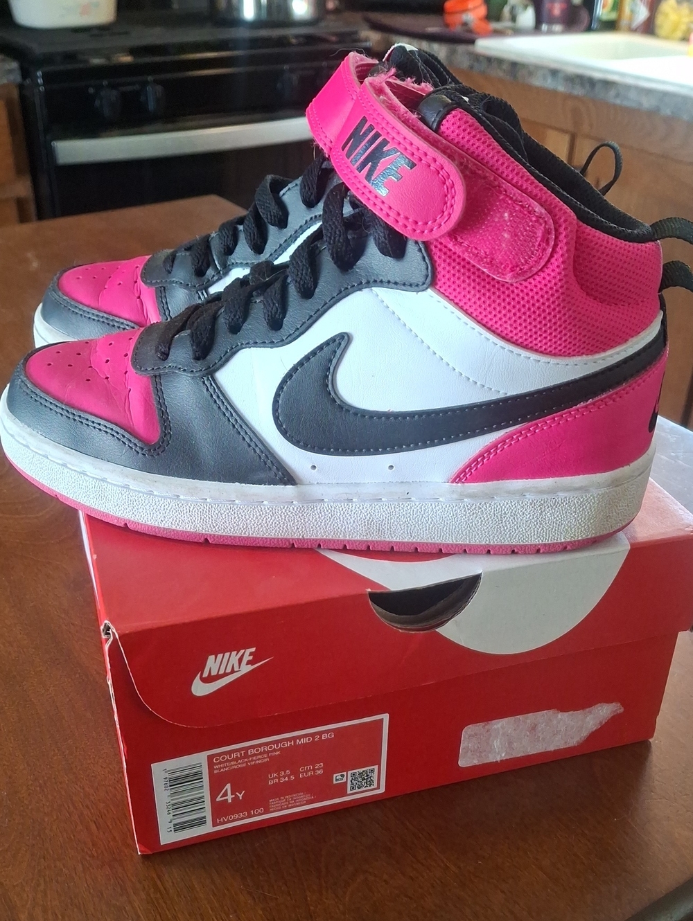Nike Kids Pink Black White High-Top Sneakers
